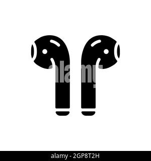 AirPods Wireless headphones Vektor-Glyph-Symbol. Musikschild. Graph Symbol für Musik und Sound Website und Apps Design, Logo, App, UI Stockfoto