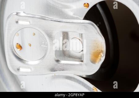 Leere Geöffnet von Soda, Nahaufnahme Stockfoto