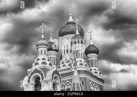 Die berühmte St Nicholas orthodoxe Kathedrale, eine der wichtigsten Wahrzeichen von Nizza, Cote d'Azur, Frankreich Stockfoto