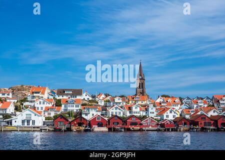 Blick auf die stadt Fjaellbacka in Schweden. Stockfoto