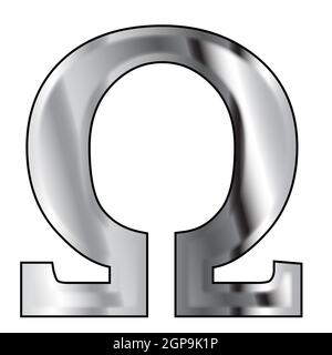 Omega-ein Brief aus dem griechischen Alphabet über einen weißen Hintergrund isoliert. Stockfoto