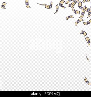 Chinesische Yuan-Noten fallen. Spärliche CNY-Rechnungen auf transparentem Hintergrund. China-Geld. Göttliche Vektordarstellung. Interessantes Jackpot-, Reichtum- oder Erfolgskonzept. Stock Vektor