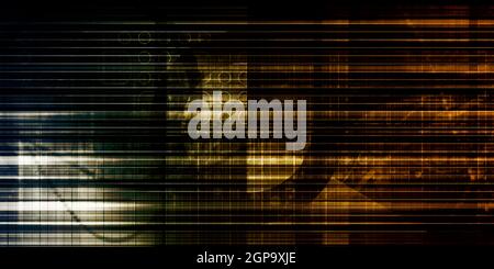 Gehirn-Computer-Interface mit quadratischen digitaler Kunst blockiert Stockfoto