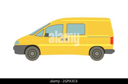 Großer gelber Minivan auf weißem Hintergrund - Vektor-Illustration Stockfoto