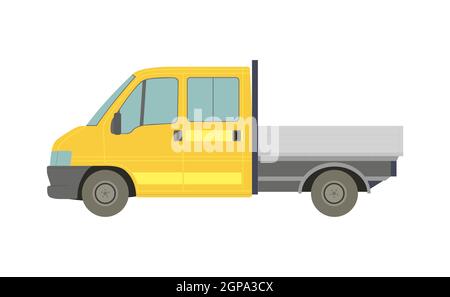 Großer gelber Lastenwagen auf weißem Hintergrund - Vektor Abbildung Stockfoto
