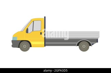 Großer gelber Lastenwagen auf weißem Hintergrund - Vektor Abbildung Stockfoto