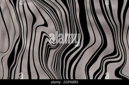 Abstrakte Zebra-Streifen, gewellt mit buntem schwarz-goldenem Muster. Safari, Tierzoo natürlichen Hintergrund. Afrikanisches Tierdesign. Horizontal b Stockfoto