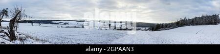 Panorama aus deutscher Landschaft im Winter Stockfoto