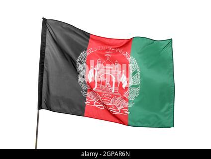 Nationale afghanische Flagge auf weißem Hintergrund Stockfoto