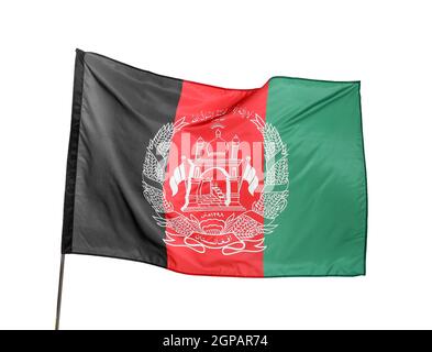 Nationale afghanische Flagge auf weißem Hintergrund Stockfoto