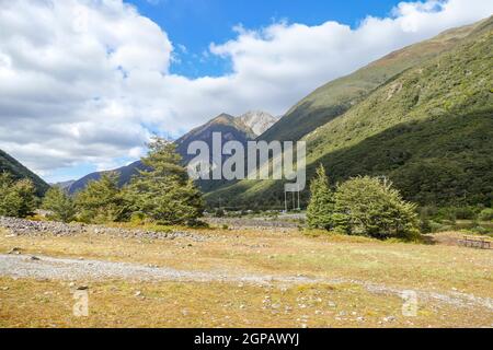 Landschaft rund um den Arthurs Pass in den Südlichen Alpen von New Seeland Stockfoto