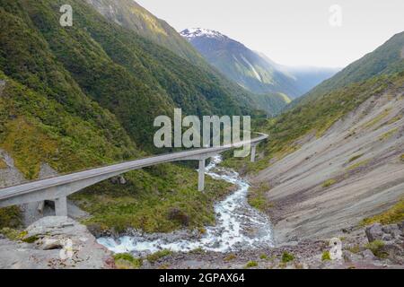 Landschaft rund um den Arthurs Pass in den Südlichen Alpen von New Seeland Stockfoto
