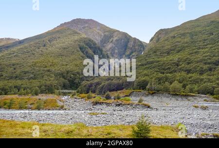 Landschaft rund um den Arthurs Pass in den Südlichen Alpen von New Seeland Stockfoto