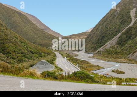 Landschaft rund um den Arthurs Pass in den Südlichen Alpen von New Seeland Stockfoto