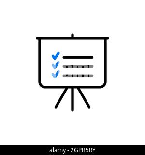 Symbol für die Gliederung der Statistiken im Schulungsboard. Planungsschild. Unternehmen. Graph Symbol für Ihre Website-Design, Logo, App, UI. Vektorgrafik, EPS10. Stockfoto