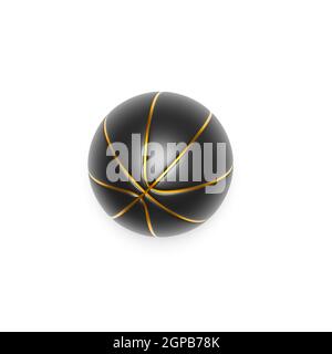 Schwarzer Basketball mit Gold auf hellem Hintergrund, 3D Rendering Stockfoto
