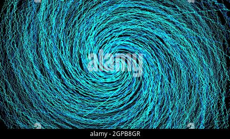 Verdrehung von Wellpappenlinien, computergeneriert. 3D Darstellung einer abstrakten Spiralkulisse. Stockfoto
