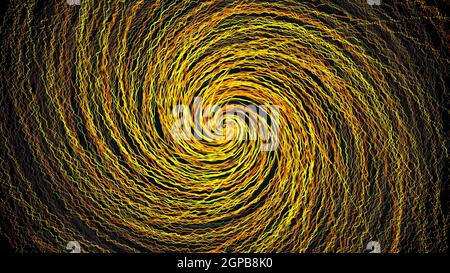 Verdrehung von Wellpappenlinien, computergeneriert. 3D Darstellung einer abstrakten Spiralkulisse. Stockfoto
