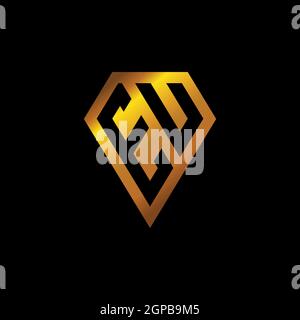 EU-Logo mit goldener Diamant-Form Stil Vektor, Monogramm geometrische goldene Form Stil in schwarzem Hintergrund isoliert Stock Vektor