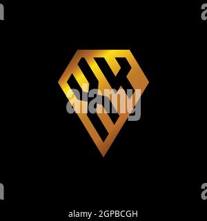 XY-Logo mit goldener Diamantform Vektor, Monogramm geometrische goldene Form Stil isoliert auf schwarzem Hintergrund Stock Vektor