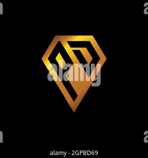 PD-Logo mit goldener Diamantform Stil Vektor, Monogramm geometrische goldene Form Stil in schwarzem Hintergrund isoliert Stock Vektor