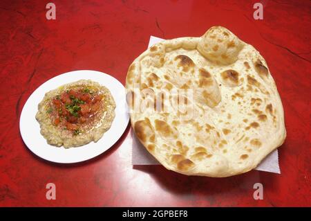 Köstliche und köstliche libanesische Gericht bekannt als Baba Ghannouj Stockfoto