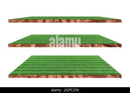 Satz von Fußball oder Fußballfeld isoliert auf weißem Hintergrund. Objekte mit Beschneidungspfad für Sportplatz Stockfoto
