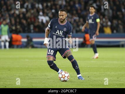 Paris, Frankreich. September 2021. Neymar Jr von PSG während der UEFA Champions League, Gruppe-A-Fußballspiel zwischen Paris Saint-Germain und Manchester City am 28. September 2021 im Stadion Parc des Princes in Paris, Frankreich - Foto: Jean Catuffe/DPPI/LiveMedia Kredit: Unabhängige Fotoagentur/Alamy Live News Stockfoto