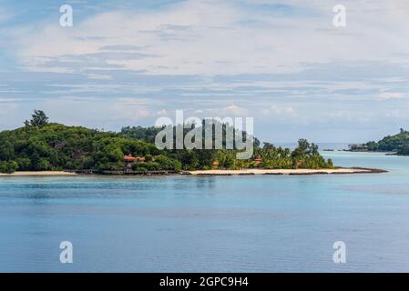 Blick auf die Strände an der Sainte Anne Marine National Park, Seychellen, Indischer Ozean, Ost-Afrika Stockfoto