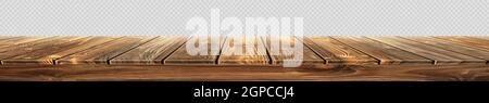 Große Tischplatte, Holzstruktur aus Brettern, transparenter Hintergrund - Vektor-Illustration Stockfoto