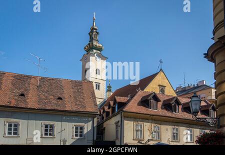 Nahaufnahme der Skyline von Zagreb, Kroatien Stockfoto