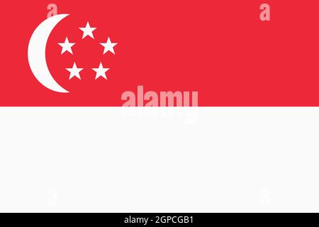 Eine Singapur Flagge Hintergrund Illustration rot weiß Streifen Halbmond fünf Sterne weiß Stockfoto