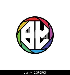 BY Monogram Logo Letter Geometrische Polygonale Linse Regenbogen, geometrischer Kreis abgerundete Form Stil Stock Vektor