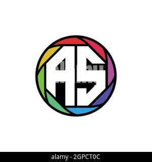 ALS Monogramm Logo Buchstabe geometrische Polygonallinse Regenbogen, geometrische Kreis abgerundete Form Stil Stock Vektor