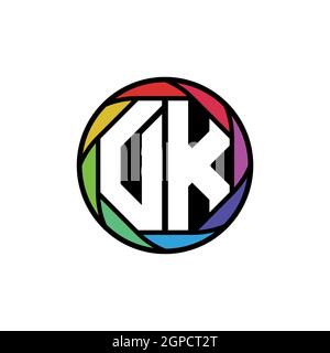 DK Monogram Logo Buchstabe Geometrische Polygonallinse Regenbogen, geometrischer Kreis abgerundete Form Stil Stock Vektor