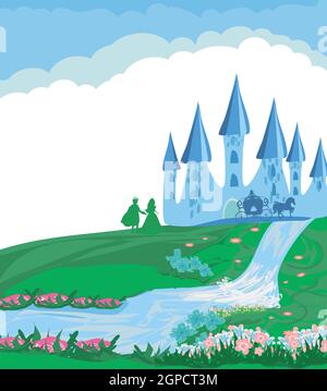 Die Prinzessin und der Prinz in einem schönen Garten Stockfoto