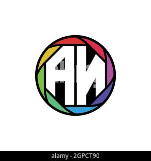 EIN Monogramm Logo Buchstabe geometrische Polygonale Linse Regenbogen, geometrische Kreis abgerundete Form Stil Stock Vektor