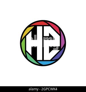HZ Monogramm Logo Buchstabe Geometrische Polygonale Linse Regenbogen, geometrischer Kreis abgerundete Form Stil Stock Vektor
