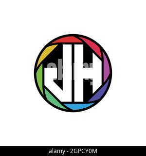 JH Monogram Logo Buchstabe Geometrische Polygonale Linse Regenbogen, geometrischer Kreis abgerundete Form Stil Stock Vektor