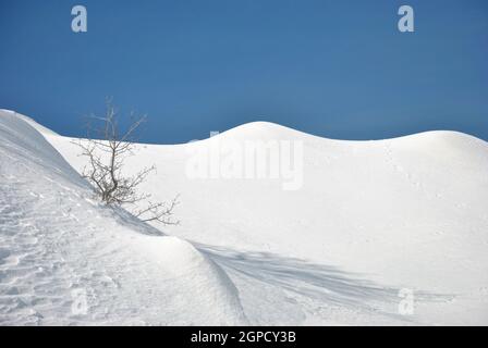 Mount Hermon mit Schnee. Das Skigebiet. Israel Stockfoto