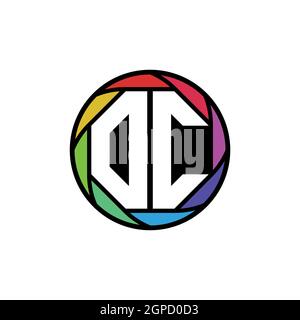OC Monogram Logo Buchstabe Geometrische Polygonallinse Regenbogen, geometrischer Kreis abgerundete Form Stil Stock Vektor