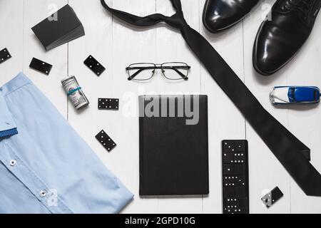 Mode Set Accessoires von erfolgreichen und riskanten Männern. Stockfoto