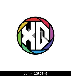 XQ Monogram Logo Buchstabe Geometrische Polygonallinse Regenbogen, geometrischer Kreis abgerundete Form Stil Stock Vektor