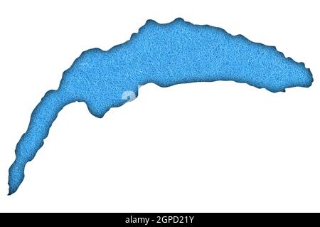 Karte Genfersee auf blauem Filz Stockfoto