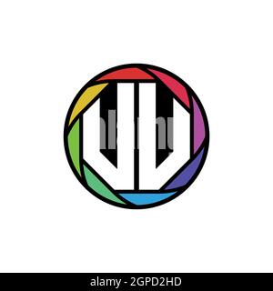 UU Monogram Logo Buchstabe Geometrische Polygonale Linse Regenbogen, geometrischer Kreis abgerundete Form Stil Stock Vektor
