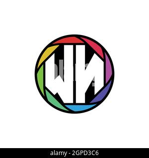 WN Monogram Logo Buchstabe Geometrische Polygonale Linse Regenbogen, geometrischer Kreis abgerundete Form Stil Stock Vektor