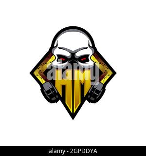 HM Logo Monogramm mit Skull Shape Designs Vorlage Vektor-Symbol modern Stock Vektor