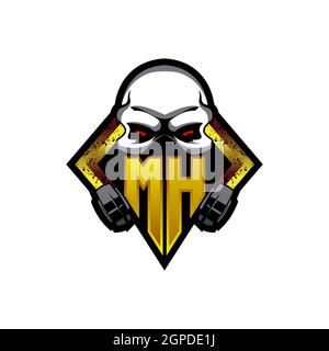 MH Logo Monogramm mit Skull Shape Designs Vorlage Vektor-Symbol modern Stock Vektor