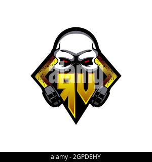 RV Logo Monogramm mit Skull Shape Designs Vorlage Vektor-Symbol modern Stock Vektor