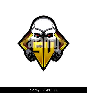 SU Logo Monogramm mit Skull Shape Designs Vorlage Vektor-Symbol modern Stock Vektor